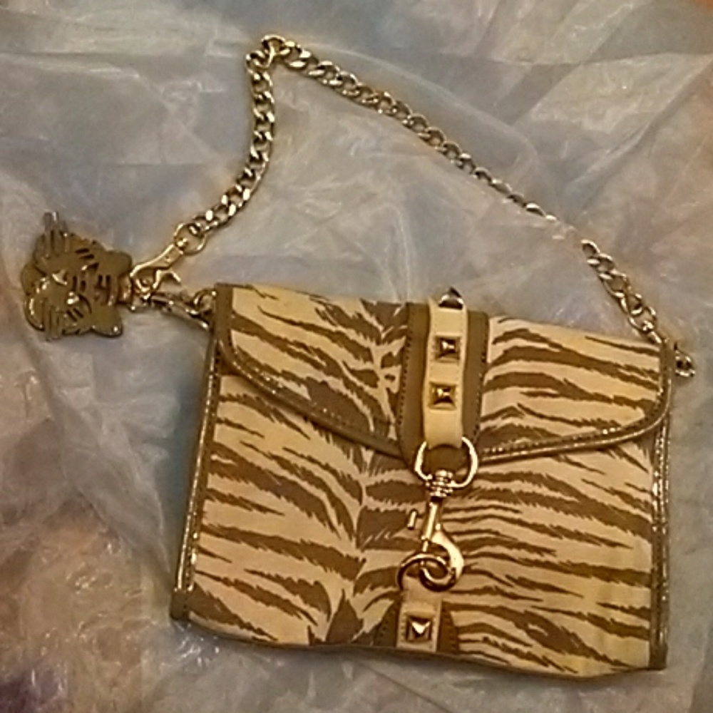 *rare* Betsey Johnson striped purse w/gold chain